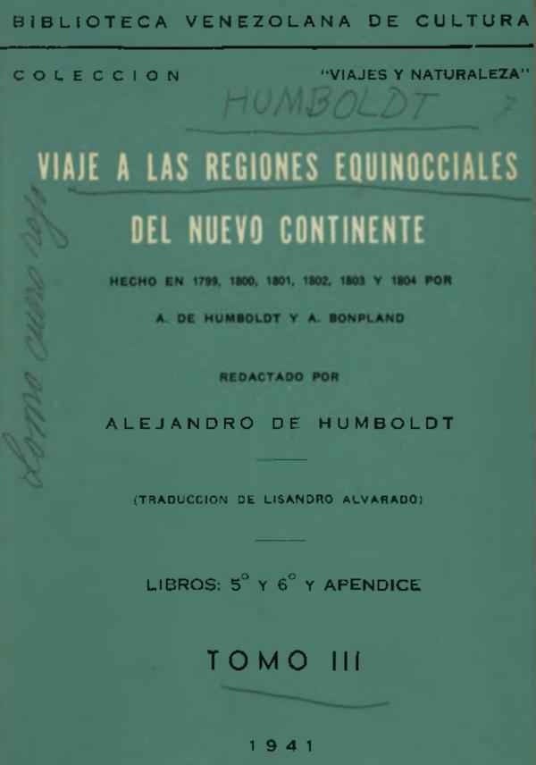 Viaje a las regiones equinocciales del nuevo continente, tomo III
