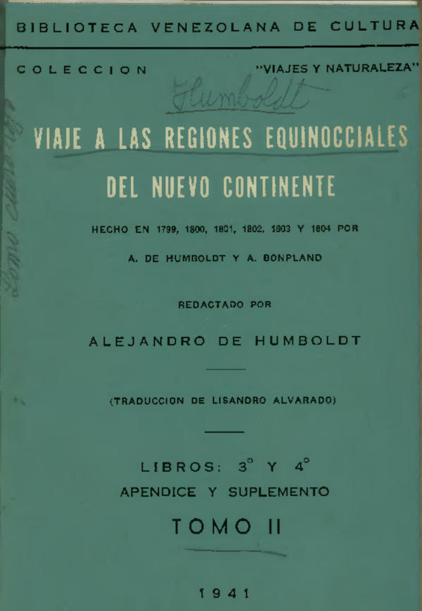 Viaje a las regiones equinocciales del nuevo continente, tomo II