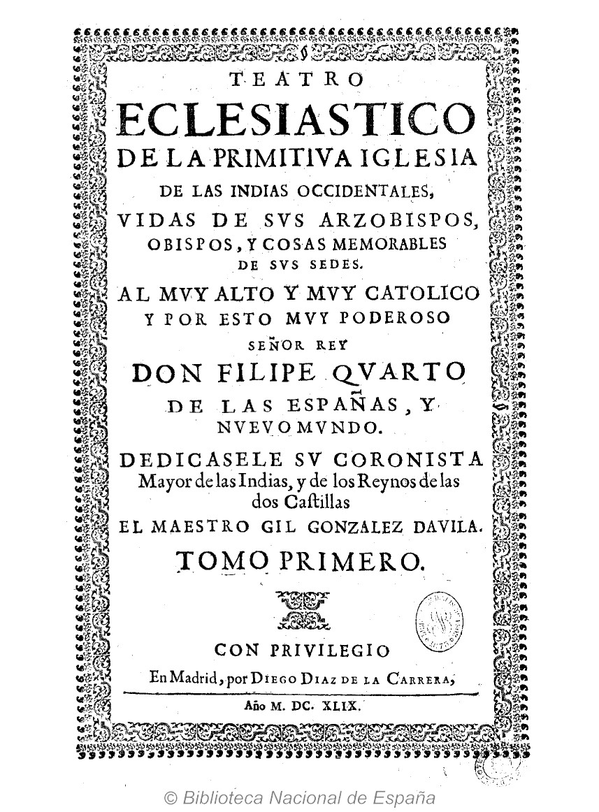 Teatro Eclesiástico de la primitiva Iglesia de las Indias Occidentales