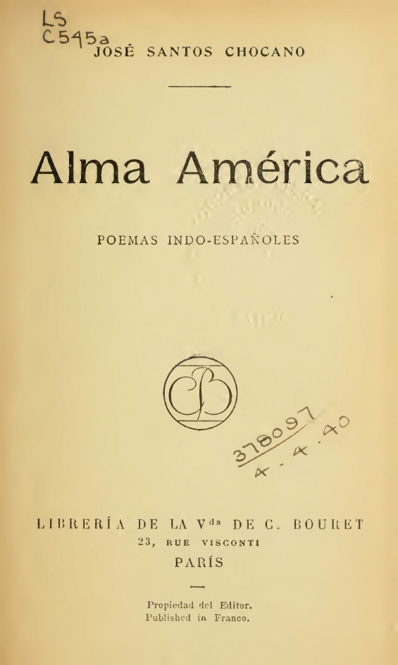 Alma américa, poemas indo-españoles