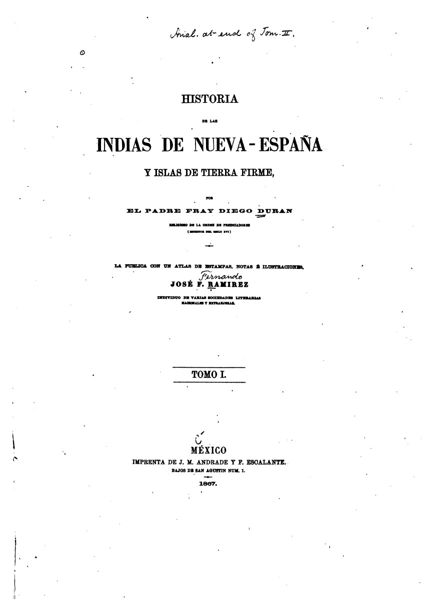 Historia de las Indias de Nueva-España Tomo I