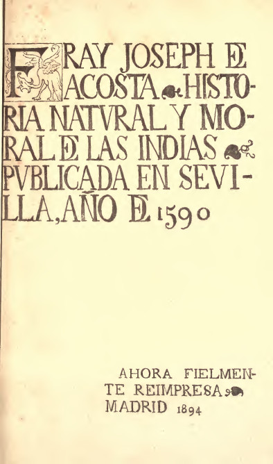 Historia natural y moral de las Indias Tomo II